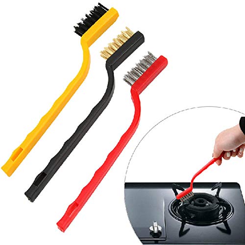 Gas Stove Cleaning Wire Brush Kitchen Tool Metal Fiber Brush| set of 3