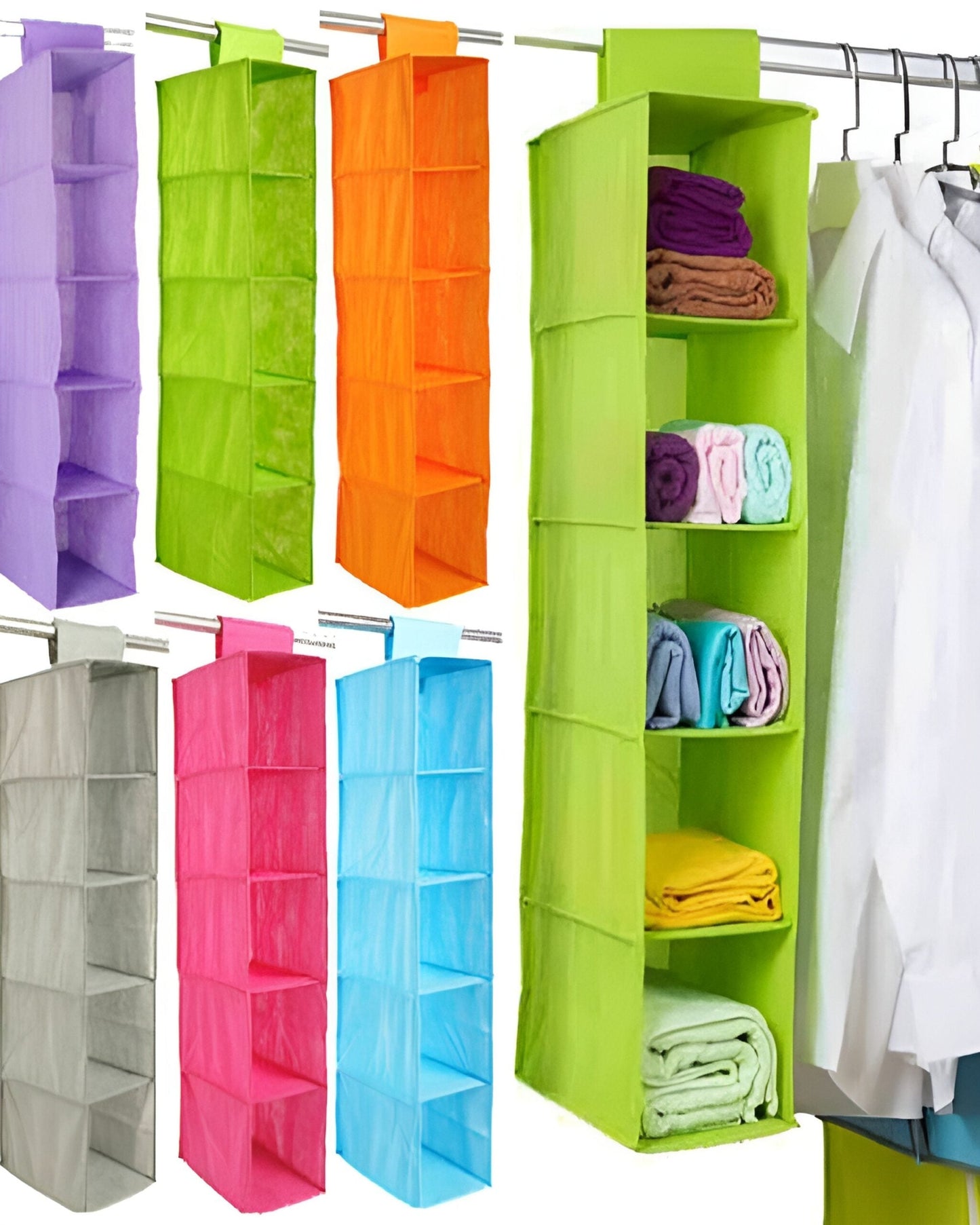 5 Shelf Clothes Hanging Organizers Pant Organizer Wardrobe Section Storage Closet Organiser (random color)