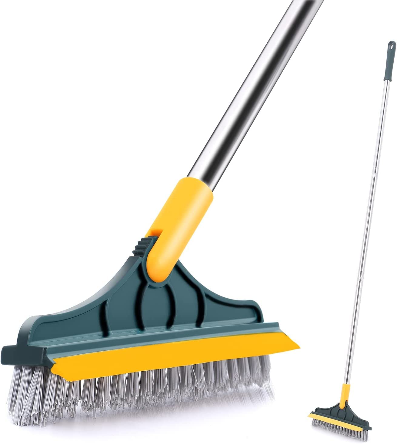 2 in 1 Cleaning Brush Floor Scrub Broom Wiper Scraper | with 120 degree Rotatable Head