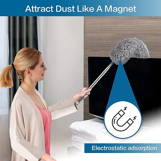 Flexible Microfiber Feather Duster Kit 280cm Telescoping Extension Pole for car, home and fan