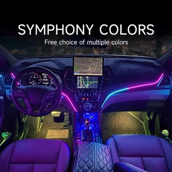 LED Symphony Ambient Light For Car Interior USB Decoration Atmosphere Neon RGB Rainbow Acrylic Strip APP Remote Control