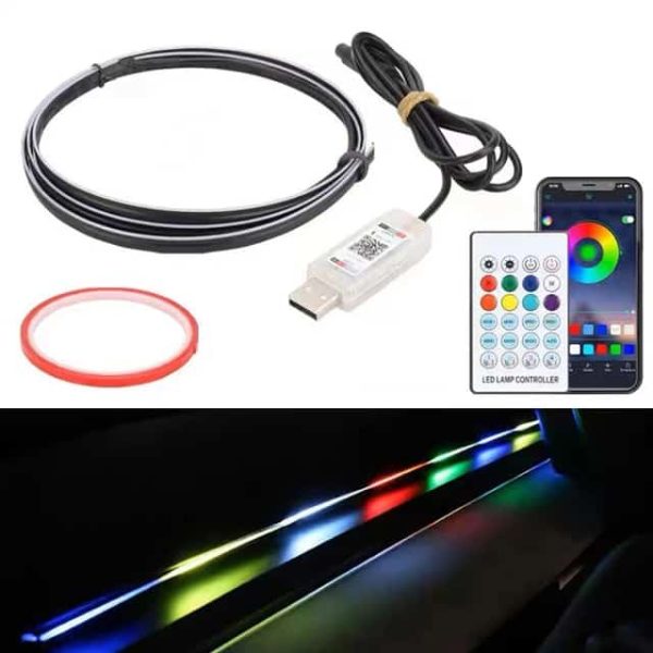 LED Symphony Ambient Light For Car Interior USB Decoration Atmosphere Neon RGB Rainbow Acrylic Strip APP Remote Control