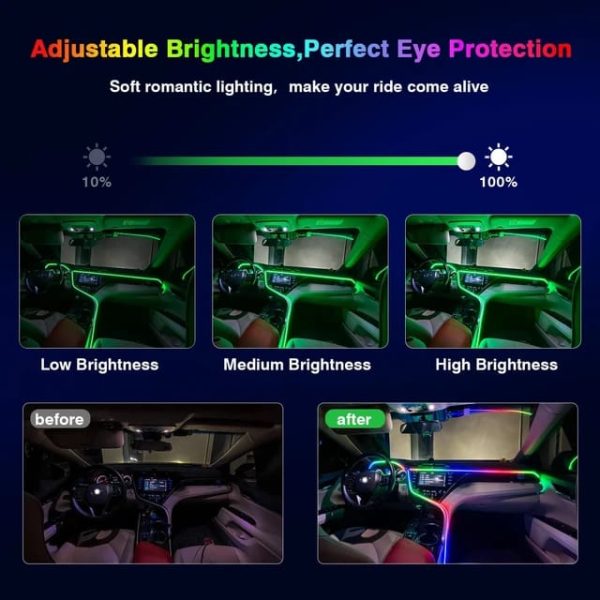 LED Symphony Ambient Light For Car Interior USB Decoration Atmosphere Neon RGB Rainbow Acrylic Strip APP Remote Control
