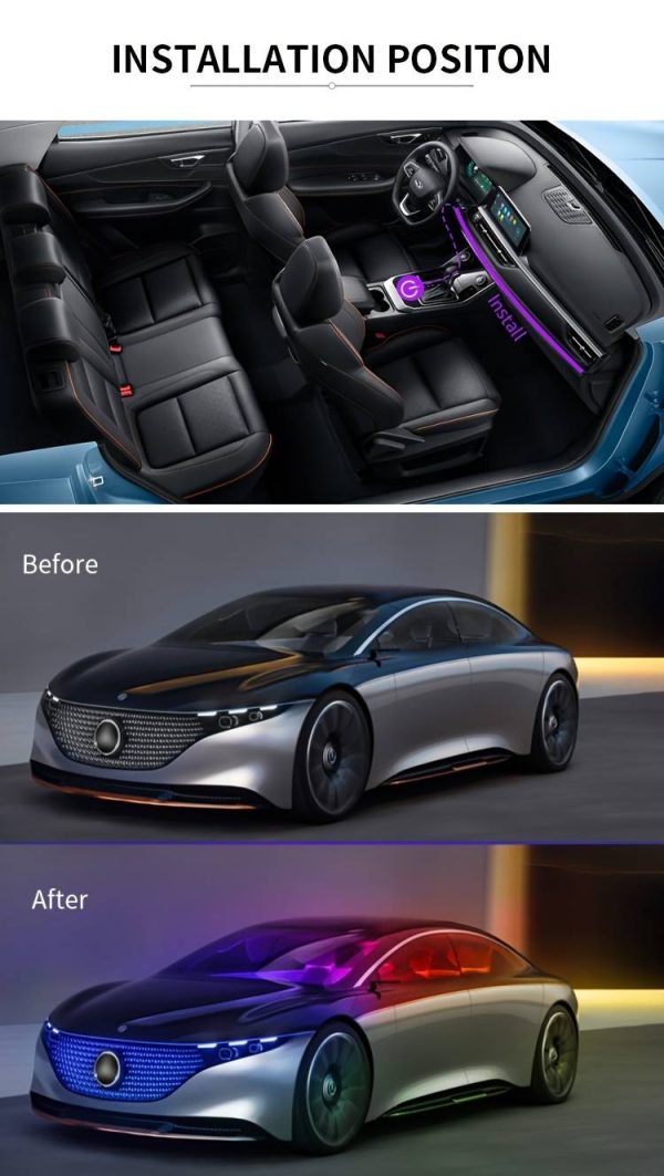 LED Symphony Ambient Light For Car Interior USB Decoration Atmosphere Neon RGB Rainbow Acrylic Strip APP Remote Control