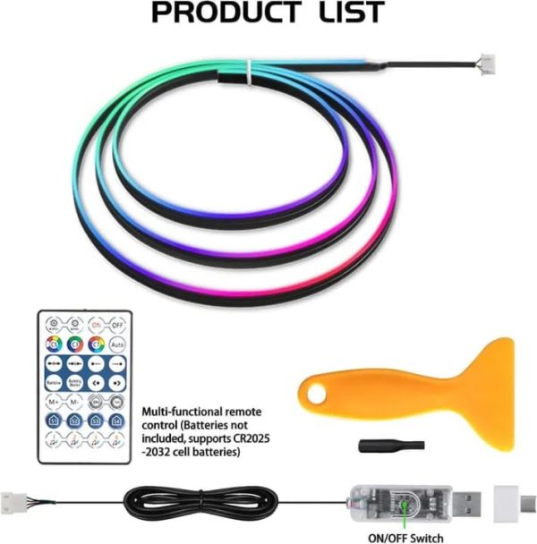 LED Symphony Ambient Light For Car Interior USB Decoration Atmosphere Neon RGB Rainbow Acrylic Strip APP Remote Control