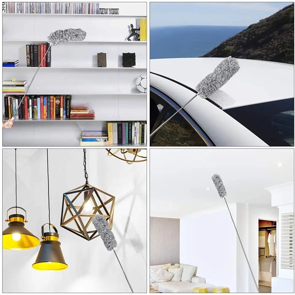 Flexible Microfiber Feather Duster Kit 280cm Telescoping Extension Pole for car, home and fan