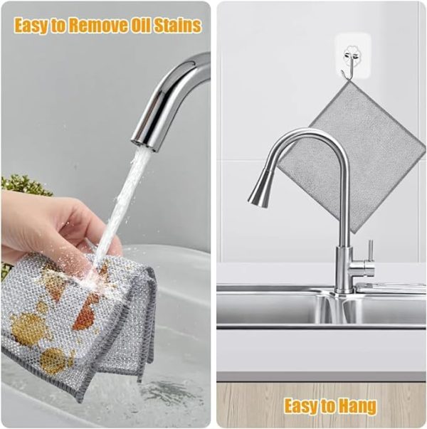Dish Washing Cleaning Cloth | Wire Dish Washing Rugs For Wet And Dry, Metal Wire Dish Towels For Kitchen, Dishes