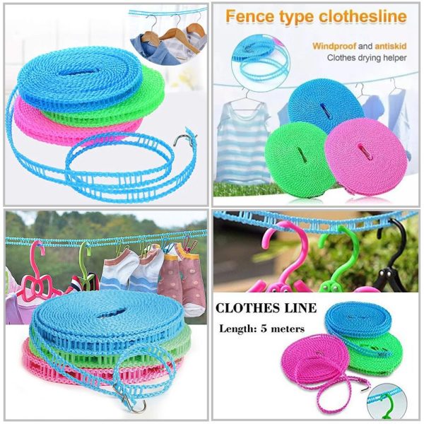 Plastic Cloth Hanging Rope Clothesline - 5 Meters
