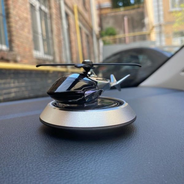 Silver Car Aroma Diffuser Air Freshener Perfume Solar Power | Car Dashboard Helicopter Decoration With Refill Perfume