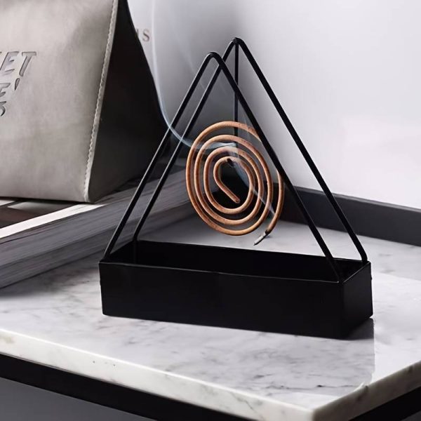 1pc Simple Triangle-shaped Iron Mosquito Coil Holder Creative Hanging Or Standing Incense Burner (Random Color)