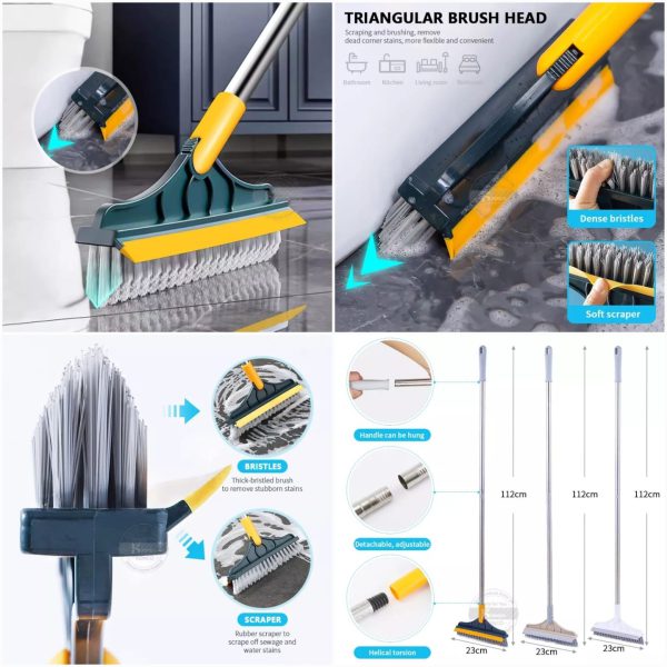 2 in 1 Cleaning Brush Floor Scrub Broom Wiper Scraper | with 120 degree Rotatable Head