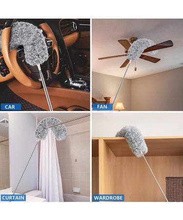 Flexible Microfiber Feather Duster Kit 280cm Telescoping Extension Pole for car, home and fan