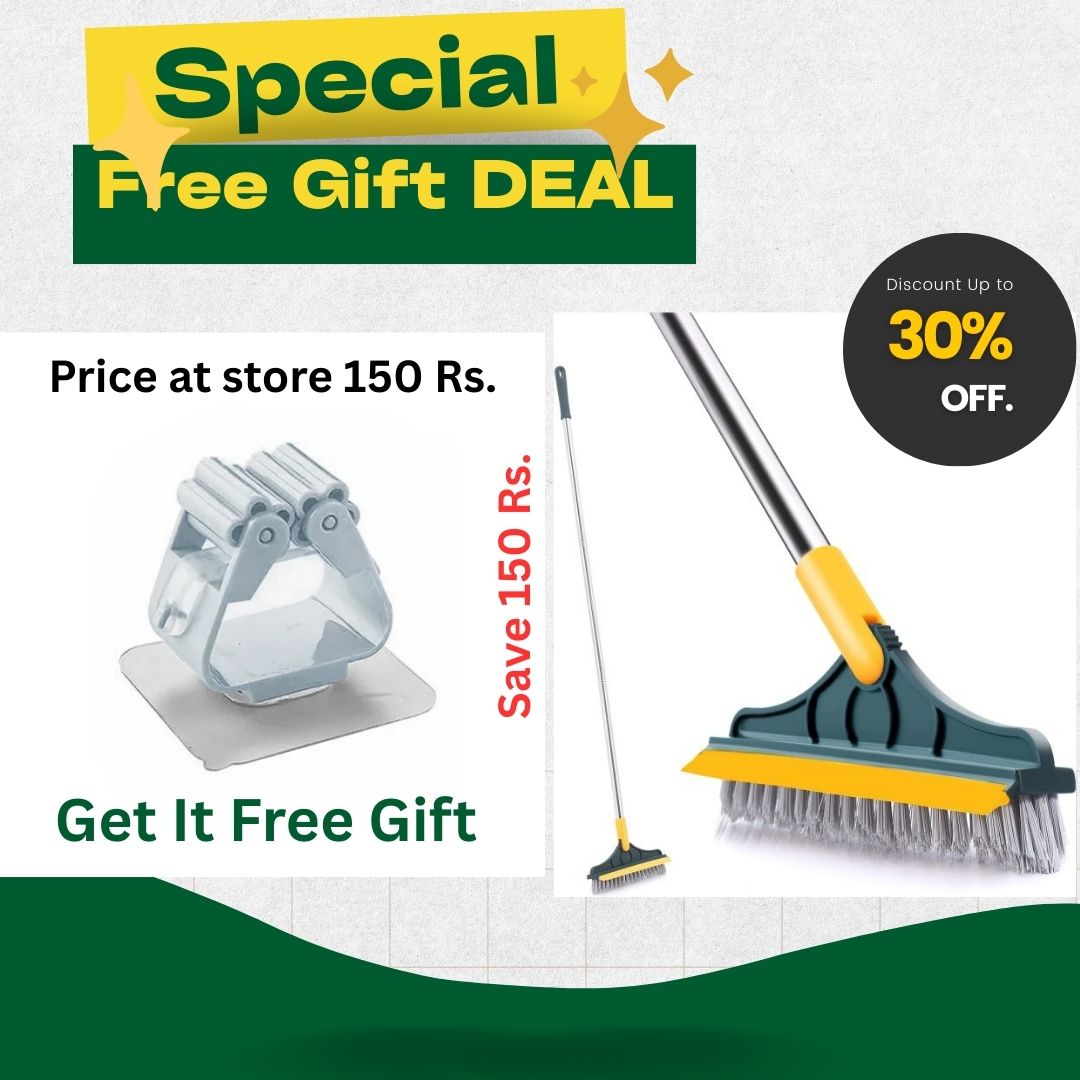 2 in 1 Cleaning Brush Floor Scrub Broom Wiper Scraper | with 120 degree Rotatable Head